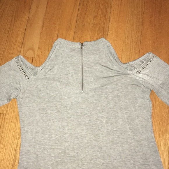 Belldina Gray Open Shoulder Bedazzled Top - Picture 3 of 4